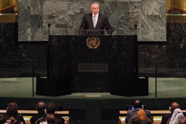 Temer defende maior abertura do Brasil ao mundo em discurso na ONU Nova York - Presidente Michel Temer faz o discurso de abertura da 72ª Assembleia Geral da Organização das Nações Unidas (ONU). (Foto:Beto Barata/PR)