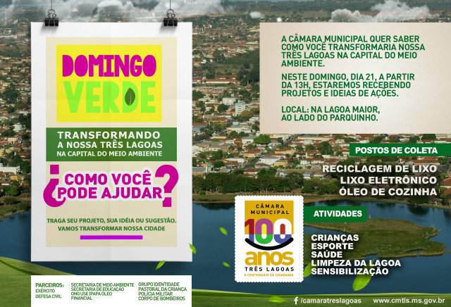 Câmara promove ação parlamentar e de conscientização na Lagoa Maior, domingo Parlamentares e servidores, junto com diversos parceiros, estarão presentes para ouvir o que a população pensa sobre meio ambiente e o que julga necessário para que a cidade caminhe para a sustentabilidade. (Foto: Assessoria)