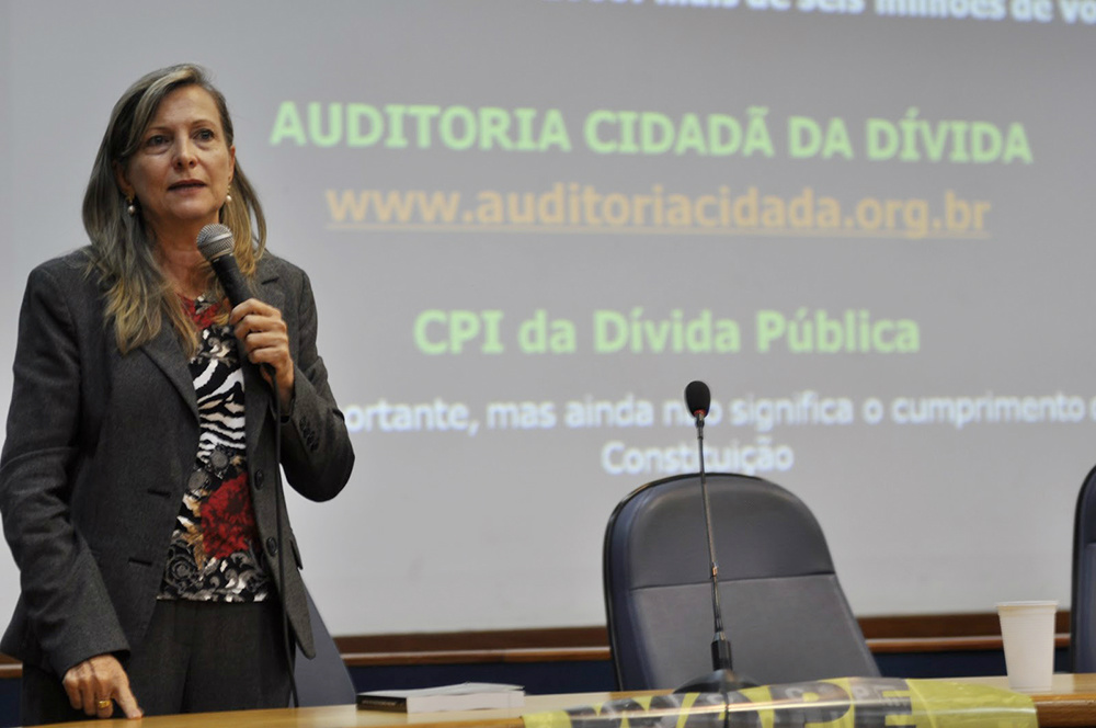 Maria Lúcia Fattorelli, que é especialista em administração tributária pela FGV-EAESP, formada em administração pela UFMG e Ciência Contábeis pela Faculdade Machado Sobrinho, de Juiz de Fora. (Foto: Assessoria)