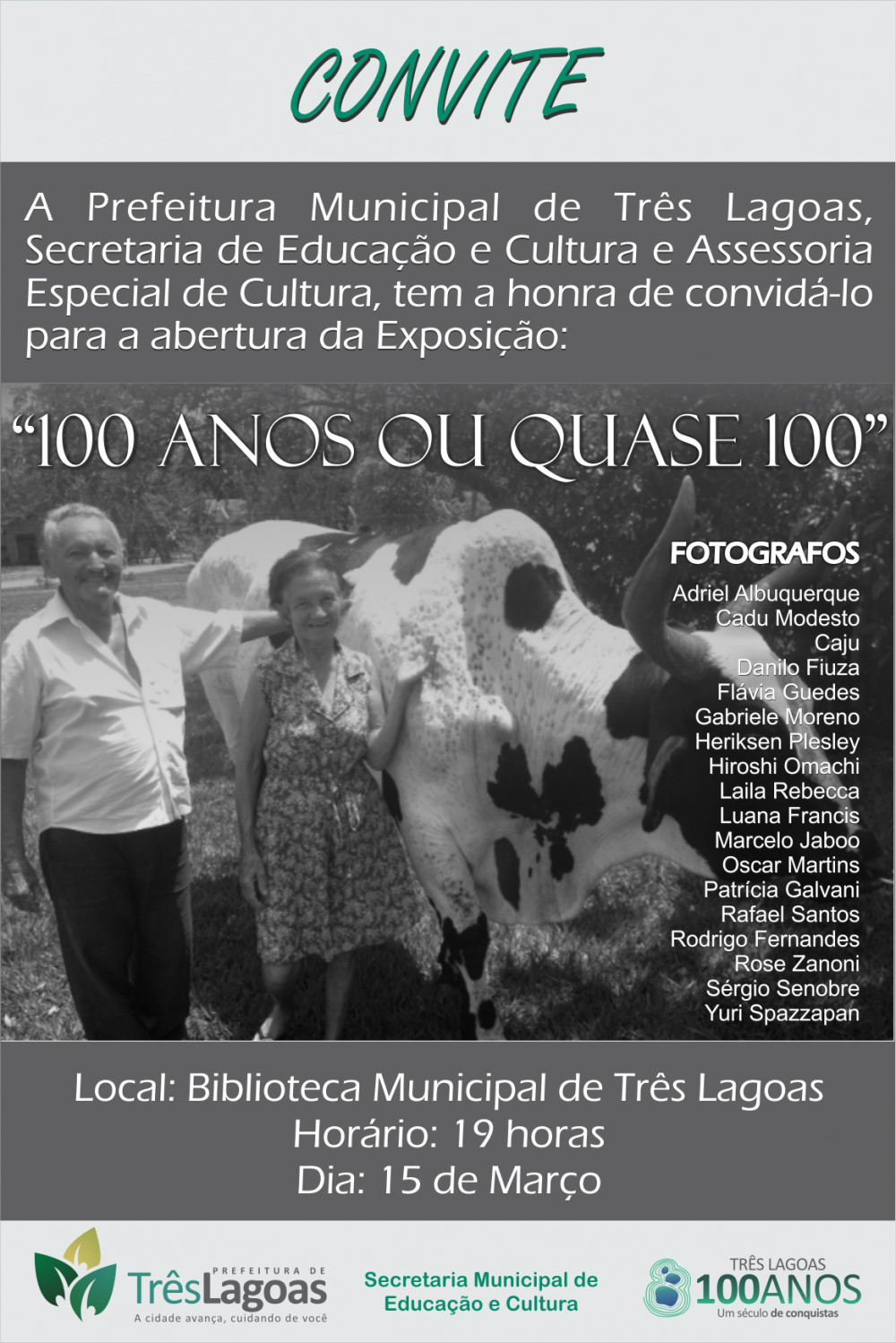Exposição em homenagem a fotógrafos tem inauguração dia 15 de março A exposição, que ficará na biblioteca até o dia 31 de março, visa homenagear fotógrafos de Três Lagoas, demonstrando reconhecimento e respeito.