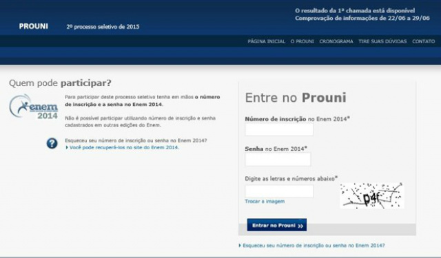 MEC divulga resultado da primeira chamada de aprovados no Prouni Comprovação de informações do Prouni 2015 vai até 29 de junho (Foto: Reprodução)