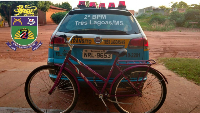 Bicicleta furtada é recuperada pelo 2º BPM de Três Lagoas Bicicleta furtada foi localizada pelo 2º BPM de Três Lagoas (Foto: Assessoria)