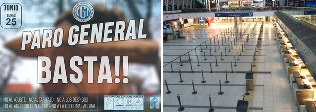 Greve geral paralisa Argentina hoje Cartaz chama para paralisação geral. Imagem da internet.