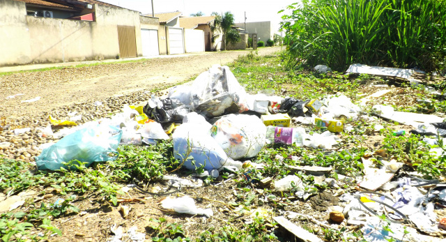 Terreno tomando por matos e lixos há poucos metros da Clinica da Criança, na rua Egídio Thomé pertence à prefeitura, denunciam os moradores (Fotos:Laryssa de Andrade) 