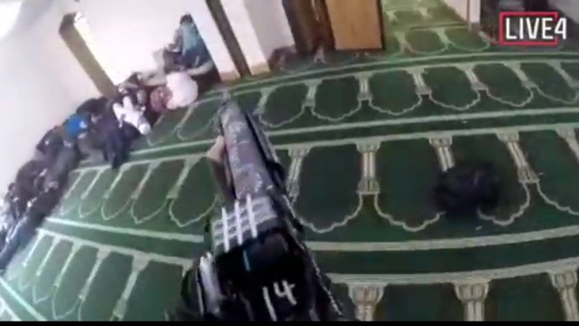 Ataques a duas mesquitas na Nova Zelândia deixam 49 mortos Terrorista transmitiu o ataque ao vivo pelo Facebook. Foto: Reprodução.