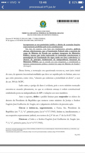 Justiça de Brasília suspende nomeação de ministro da Justiça