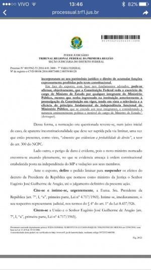 Justiça de Brasília suspende nomeação de ministro da Justiça Justiça de Brasília suspende nomeação de ministro da Justiça