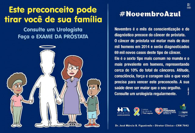 Saúde promove ação alusiva ao Dia Mundial do Homem Panfleto da campanha, explicando a importância da prevenção no combate ao câncer de próstata (Foto: Divulgação)