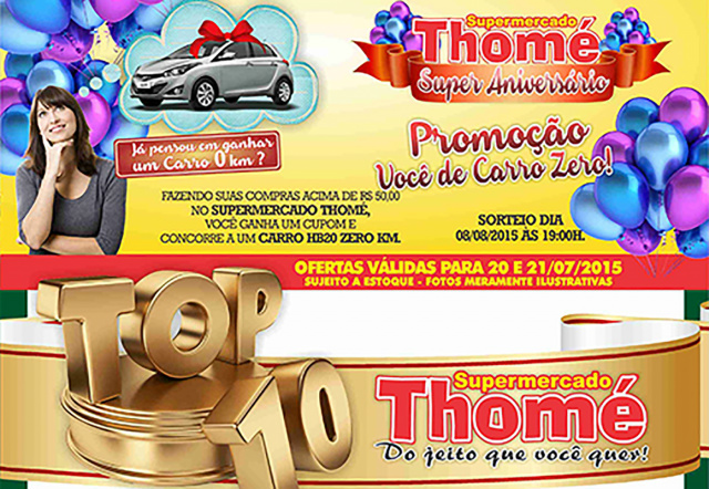 Supermercado Thomé vai sortear veículo 0 KM aos clientes