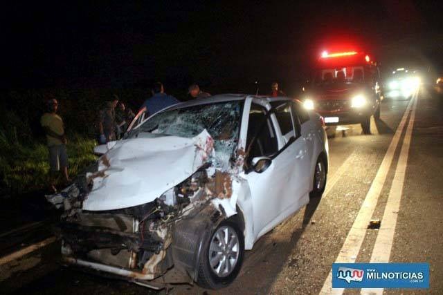 Acidente em Andradina deixa três mulheres feridas na noite de ontem Foto: Manoel Messias, do Mil Notícias.